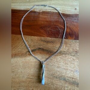 Breuning Sterling Silver Rose Gold Plated Sapphire Pendant Necklace 18”